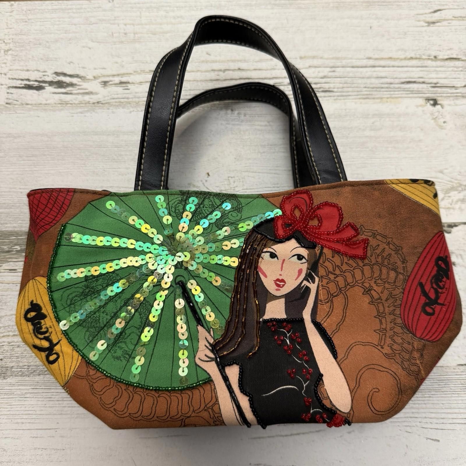 Mulan Disney Princess Crossbody Clutch Purse Beaded Sequin in Red, Women's