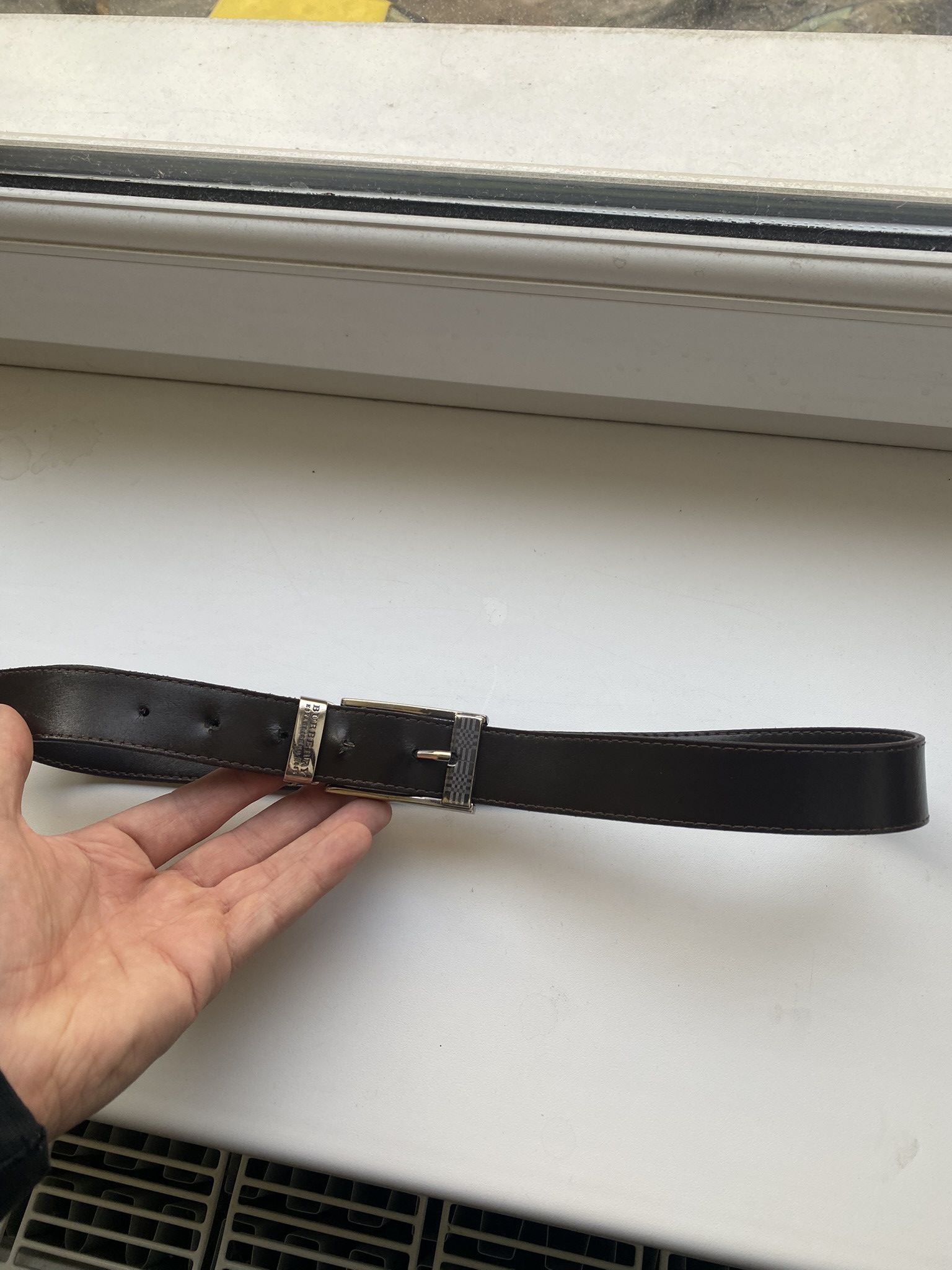 Burberry Black Leather Reversible Belt Made In Italy