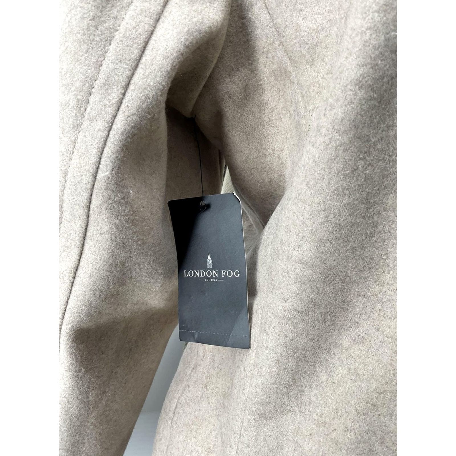 London Fog London Fog Coat Womens L Beige Wool Tweed Mid-Length Overcoat Collared Pockets Regular Long Sleeve Button Front Size L / US 10 / IT 46 - 3 Thumbnail
