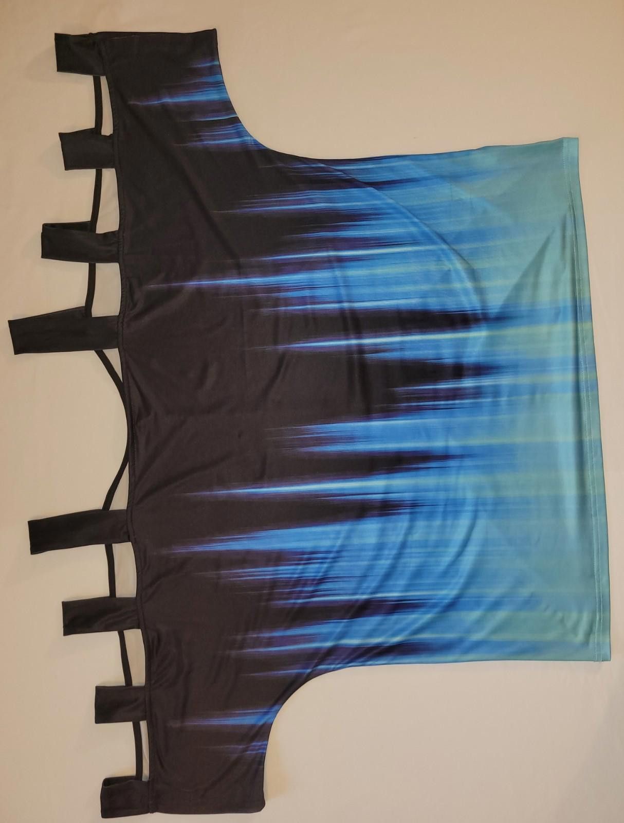 The Unbranded Brand women's 2XL blk. & blue peekaboo shoulder blouse 3/4 sleeve Size XXL / US 16-18 / IT 52-54 - 1 Thumbnail