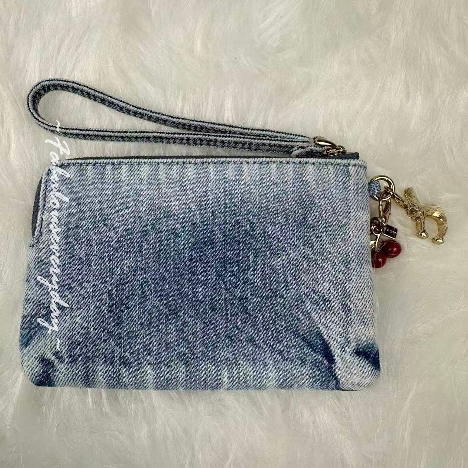 Coach Coach Corner Zip Wristlet Loved Denim Charms Light Indigo Size ONE SIZE - 2 Thumbnail