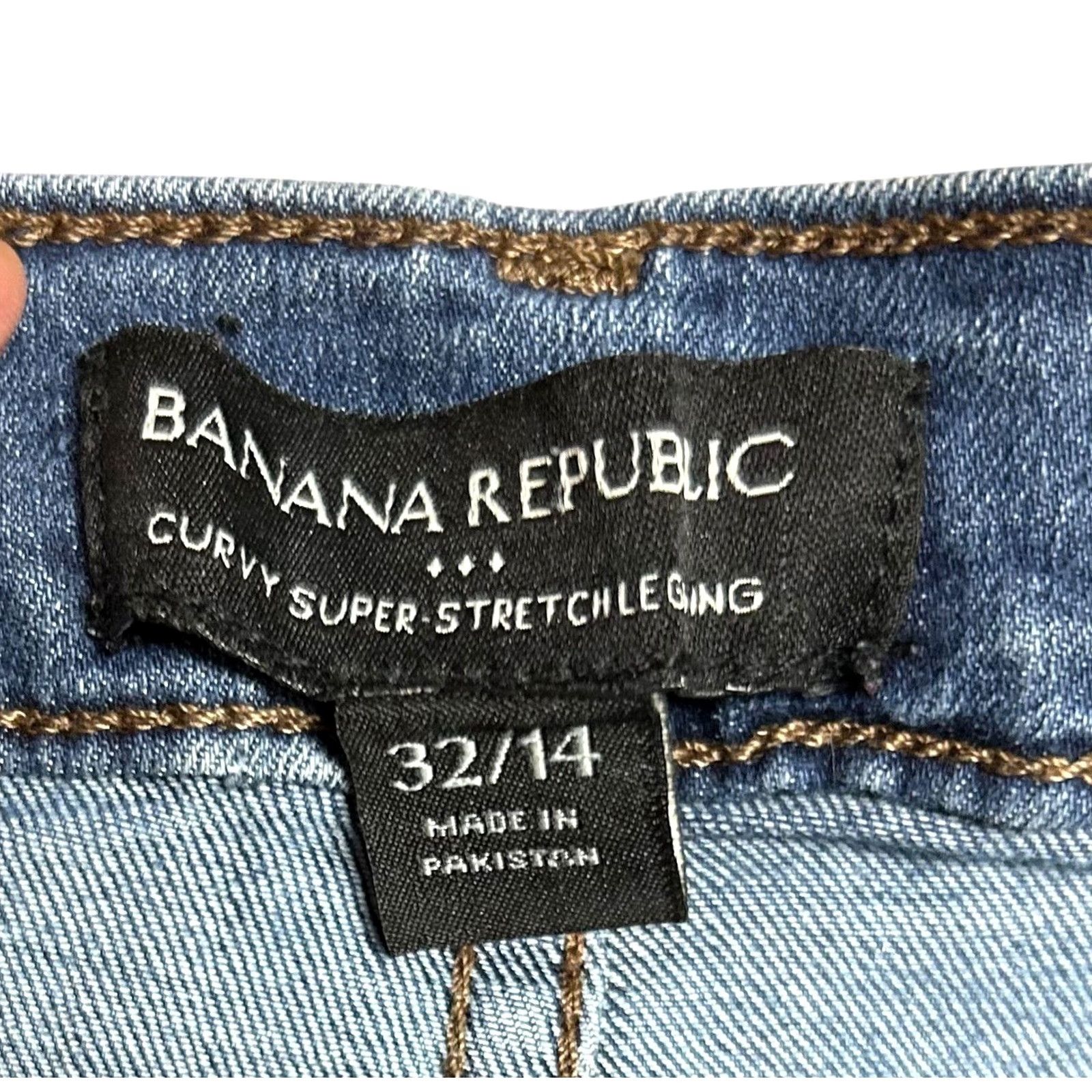 Banana Republic Banana Republic Curvy Skinny Jeans Women 32/14 Denim High Rise Stretch Jeans 5-Pocket Solid Blue Women Size 36" / US 14 / IT 50 - 7 Thumbnail