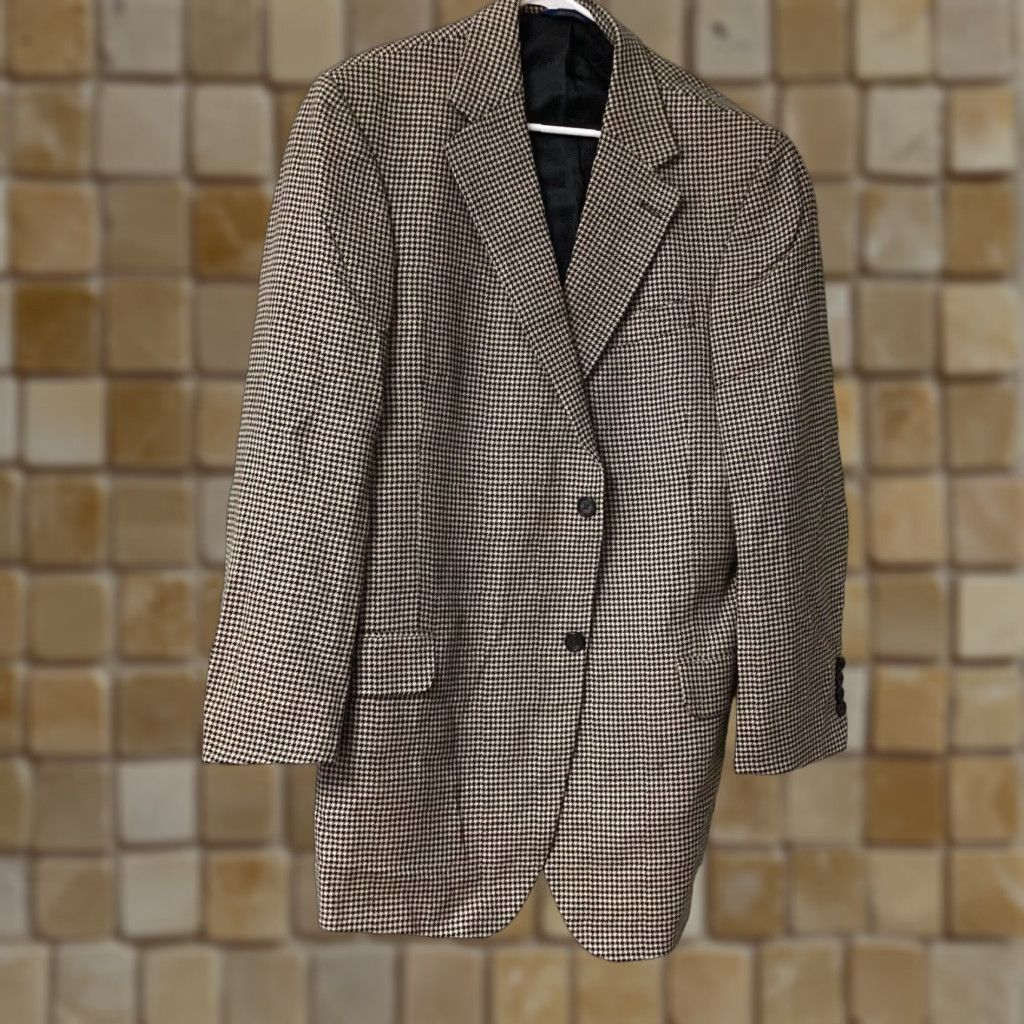 VINTAGE T. HARRIS London Brown Check Wool Blazer Sports Jacket Regular Fit Men's 44L