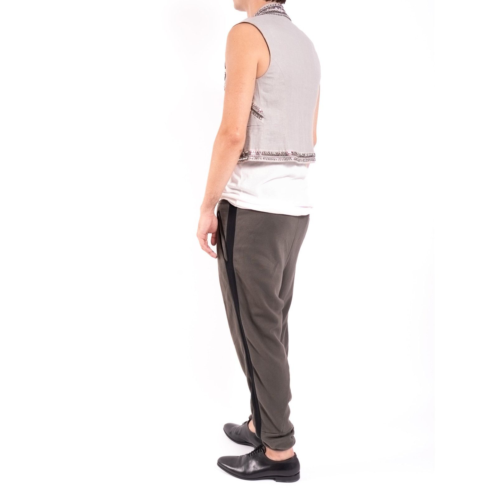 Haider Ackermann SS20 Open Waistcoat with Crystals in Grey Linen Size 44R - 4 Thumbnail