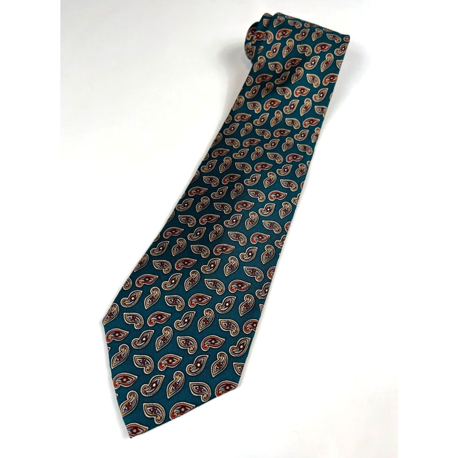 Brooks Brothers VINTAGE Brooks Brothers Silk Tie Paisley Men’s Tie Wide 3.75" Green 58.25" 100% Silk Satin USA Brand: Brooks Brothers Mens Size ONE SIZE - 3 Thumbnail