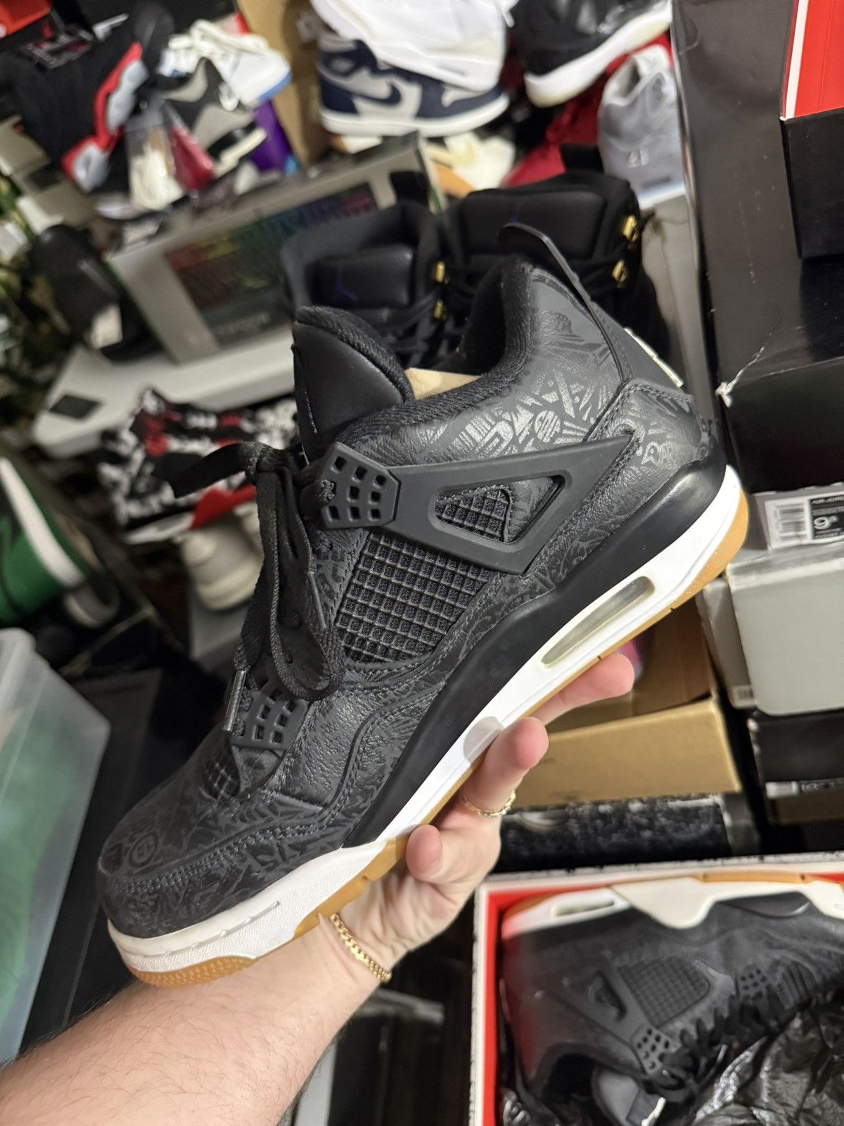 Jordan Brand Jordan retro 4 laser black gum sz 10 Size US 10 / EU 43 - 3 Thumbnail