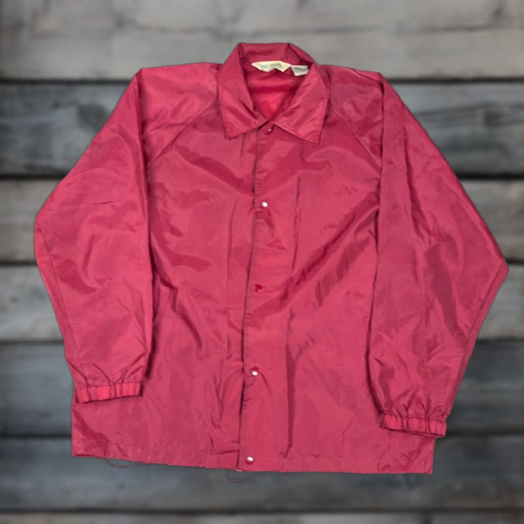 Haband VINTAGE Haband Coach Jacket Nylon Solid Red XL Men’s 90s Fall Spring Snap-Front Casual Size US XL / EU 56 / 4 - 1 Thumbnail