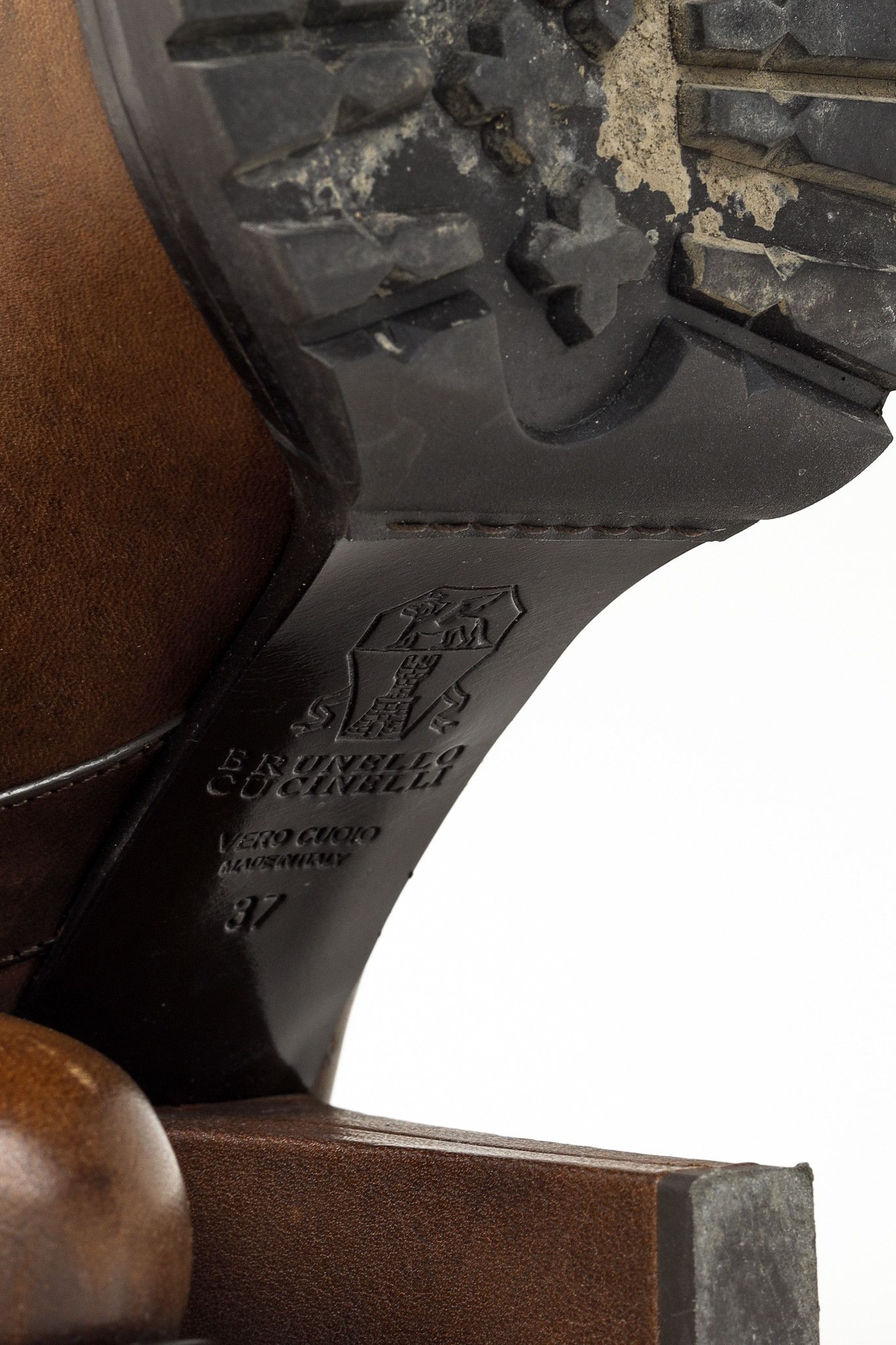 Brunello Cucinelli Brunello Cucinelli Brown Monili Trimmed Leather Lug Boots Size US 6.5 / IT 36.5 - 5 Thumbnail