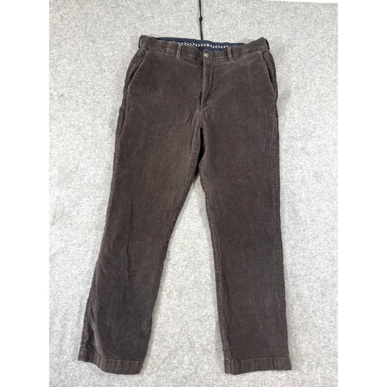 Roundtree & Yorke Roundtree & Yorke Corduroy Pants Mens 36x30 Gray Stretch Flat Front Straight Leg Size US 36 / EU 52 - 3 Thumbnail