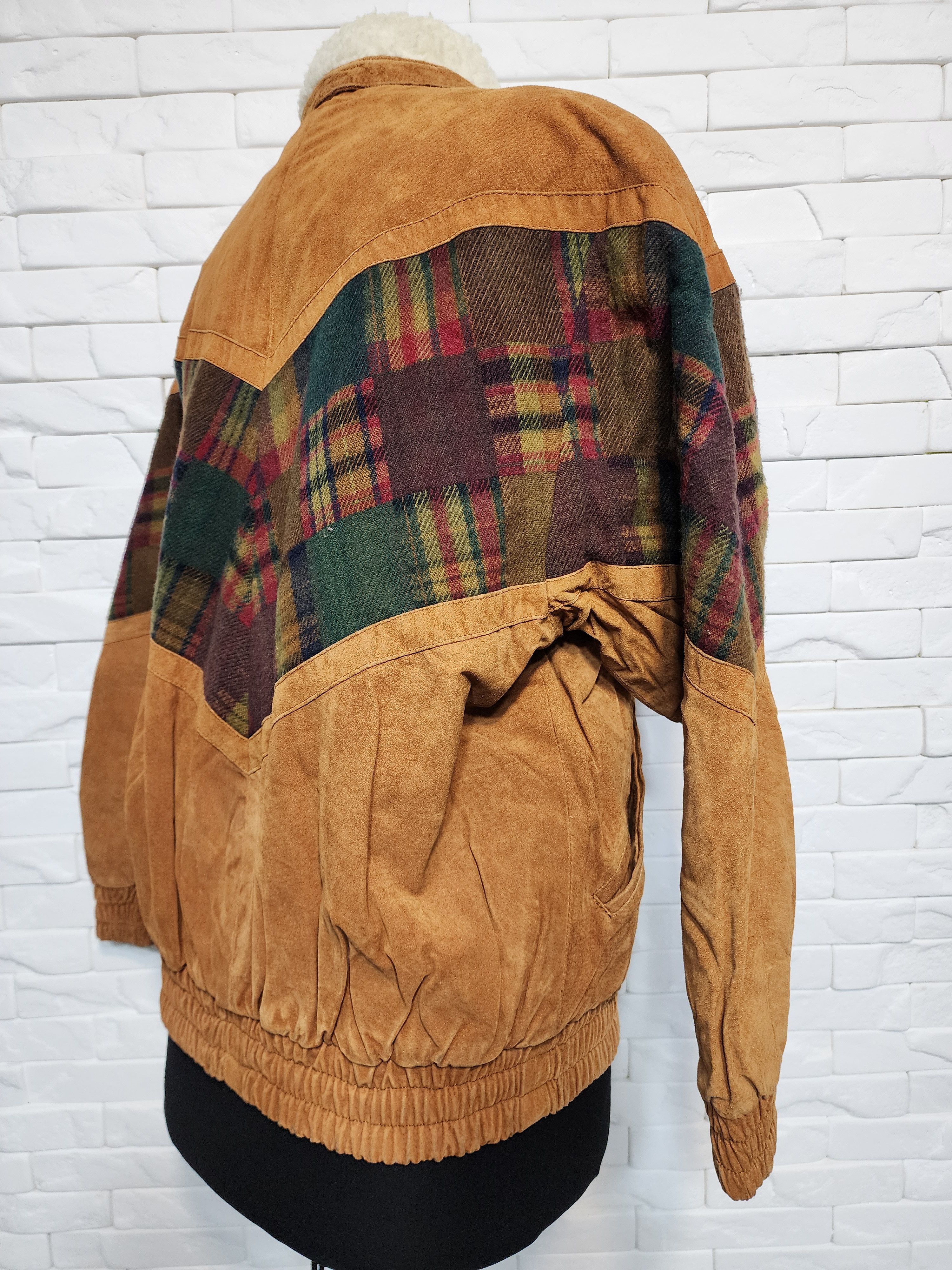 Genuine Leather Men's Brown Suede Bomber Jacket: Zippered Vintage Style Size US L / EU 52-54 / 3 - 4 Thumbnail