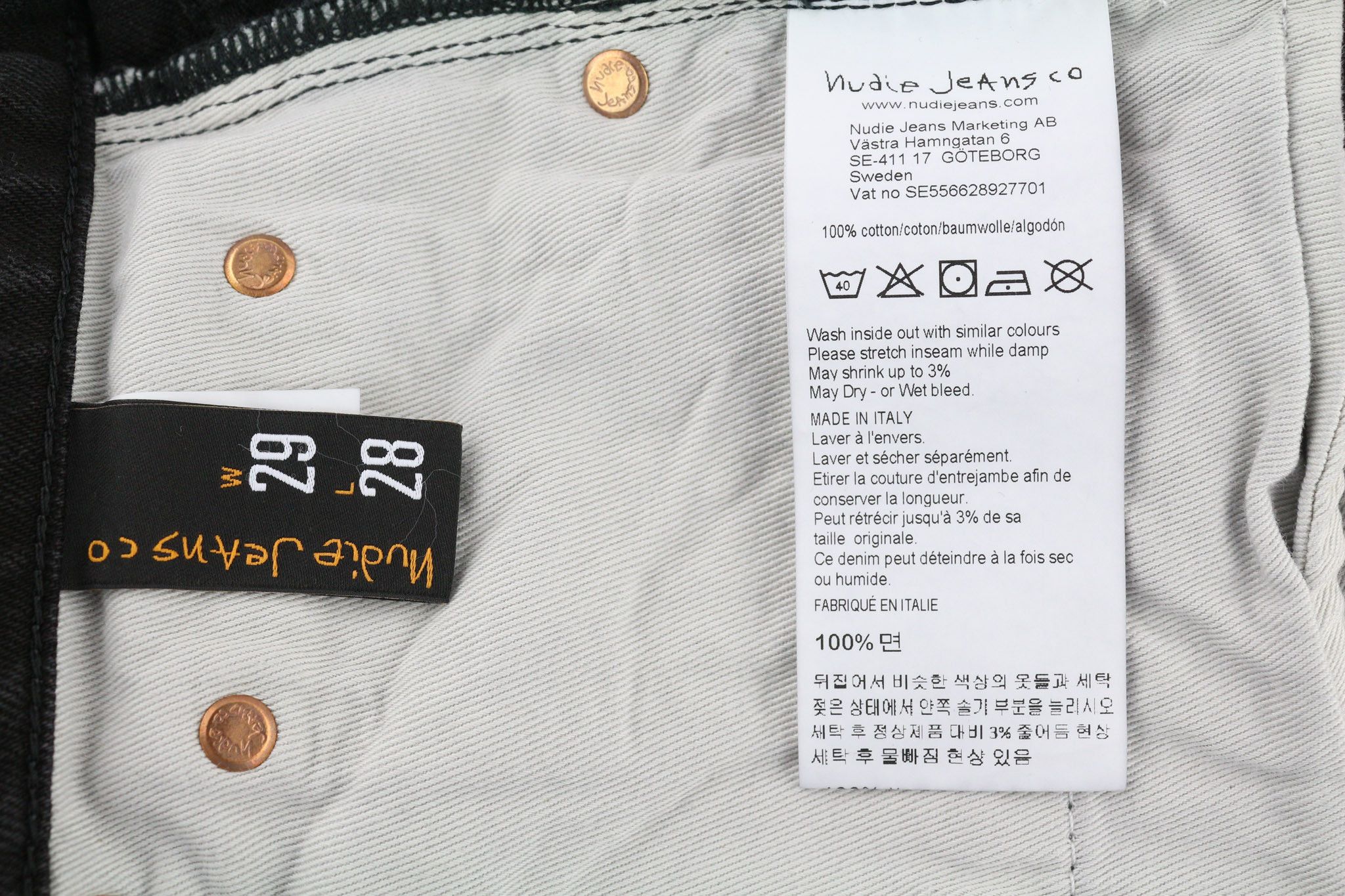 Nudie Jeans BREEZY BRITT W29/L28 Black Worn Zip Logo Cotton 80687 Size 29" - 6 Thumbnail