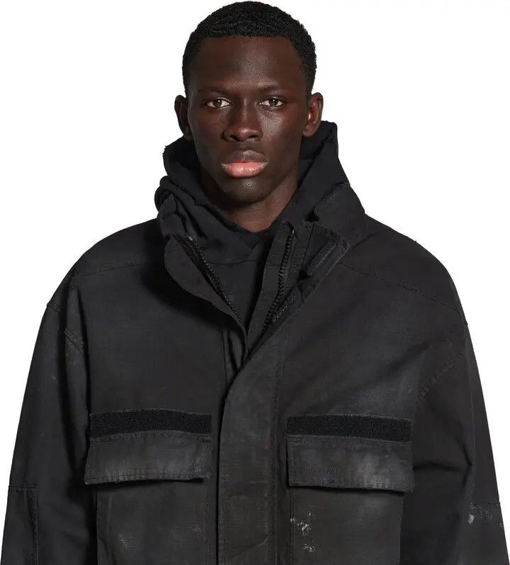 Balenciaga o1w1db10825 Double Front Military Parka in Black Size US L / EU 52-54 / 3 - 3 Thumbnail