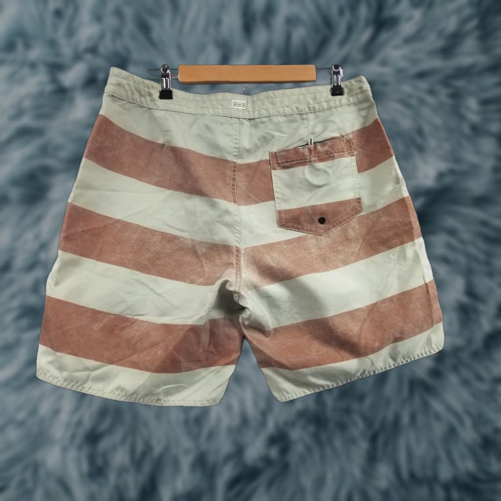 Vintage Captain Fin Drawstring Boardshorts Men Bermuda Beige Red Striped 34 Beach Casual Size ONE SIZE - 1 Thumbnail