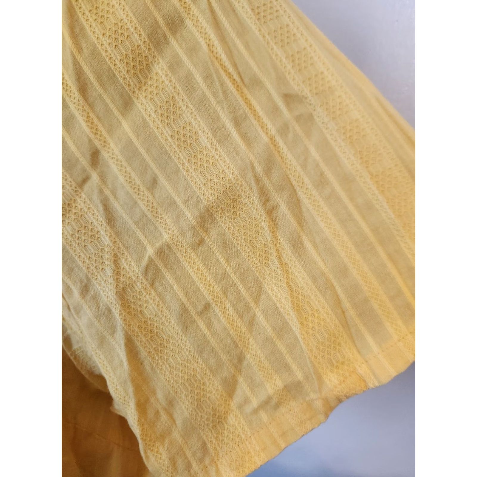 Vintage Only Necessities Yellow Textured Stripe Pleated Button Down Blouse Shirt 3X Womens Blouse Yellow 3X Pleated Button Down Short Sleeve Casual Shirt Size XXL / US 16-18 / IT 52-54 - 4 Thumbnail