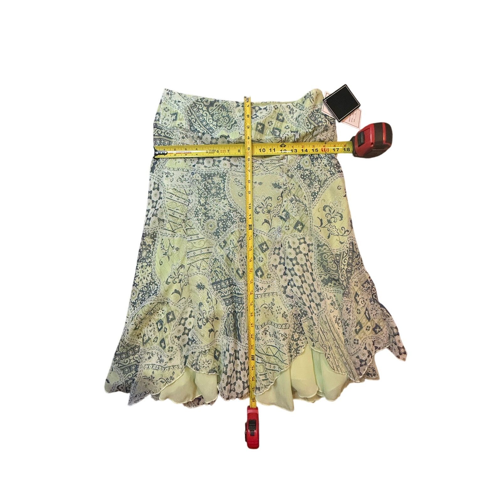 Bob Mackie Vintage Y2K Bob Mackie Green & Blue Silk Skirt Womens 12 NWT Size 34" / US 12 / IT 48 - 3 Thumbnail