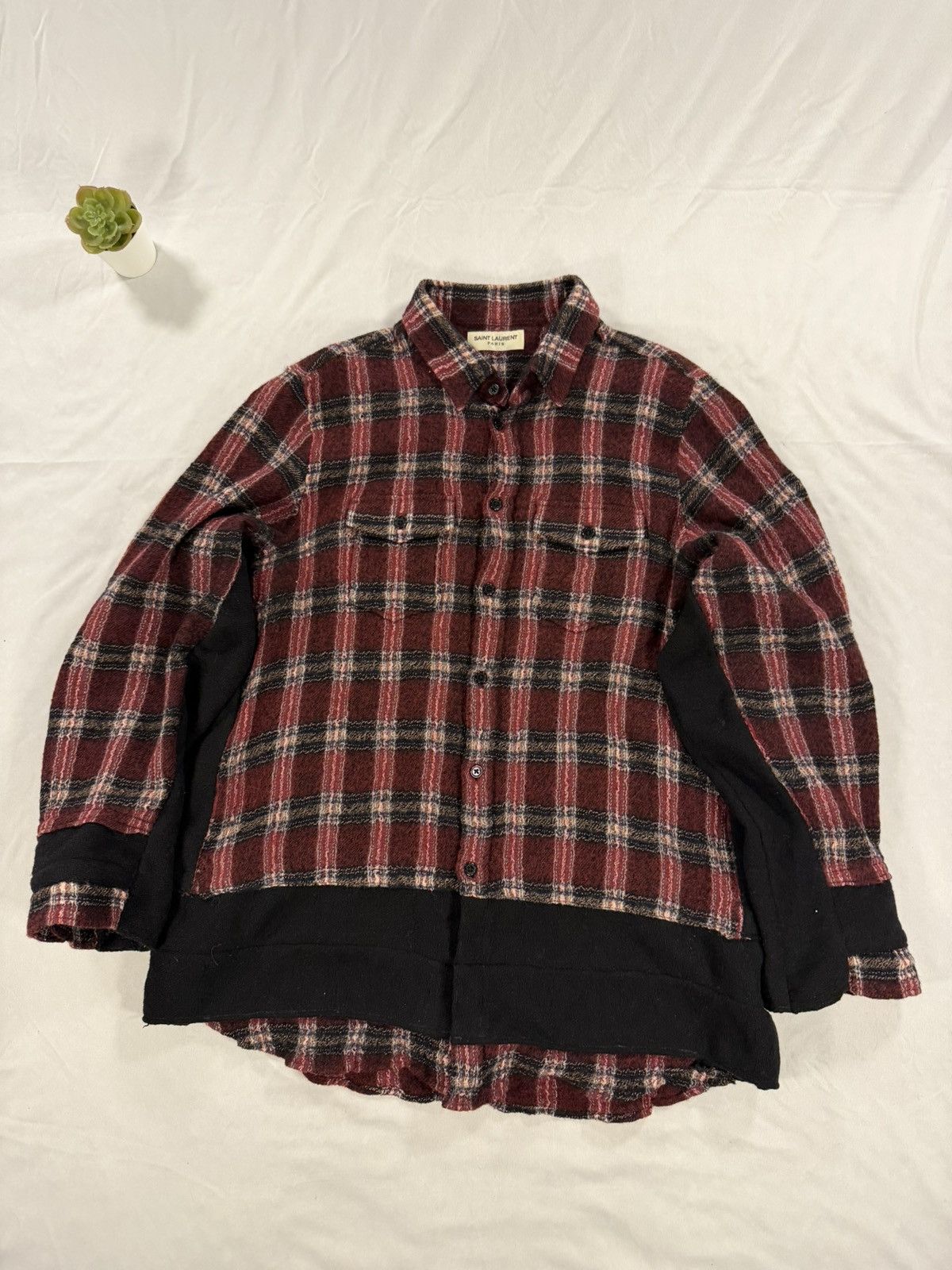 Saint Laurent Paris Saint Laurent Paris 2018 Gauze Wool Flannel Shirt Red Size L Size US L / EU 52-54 / 3 - 1 Thumbnail