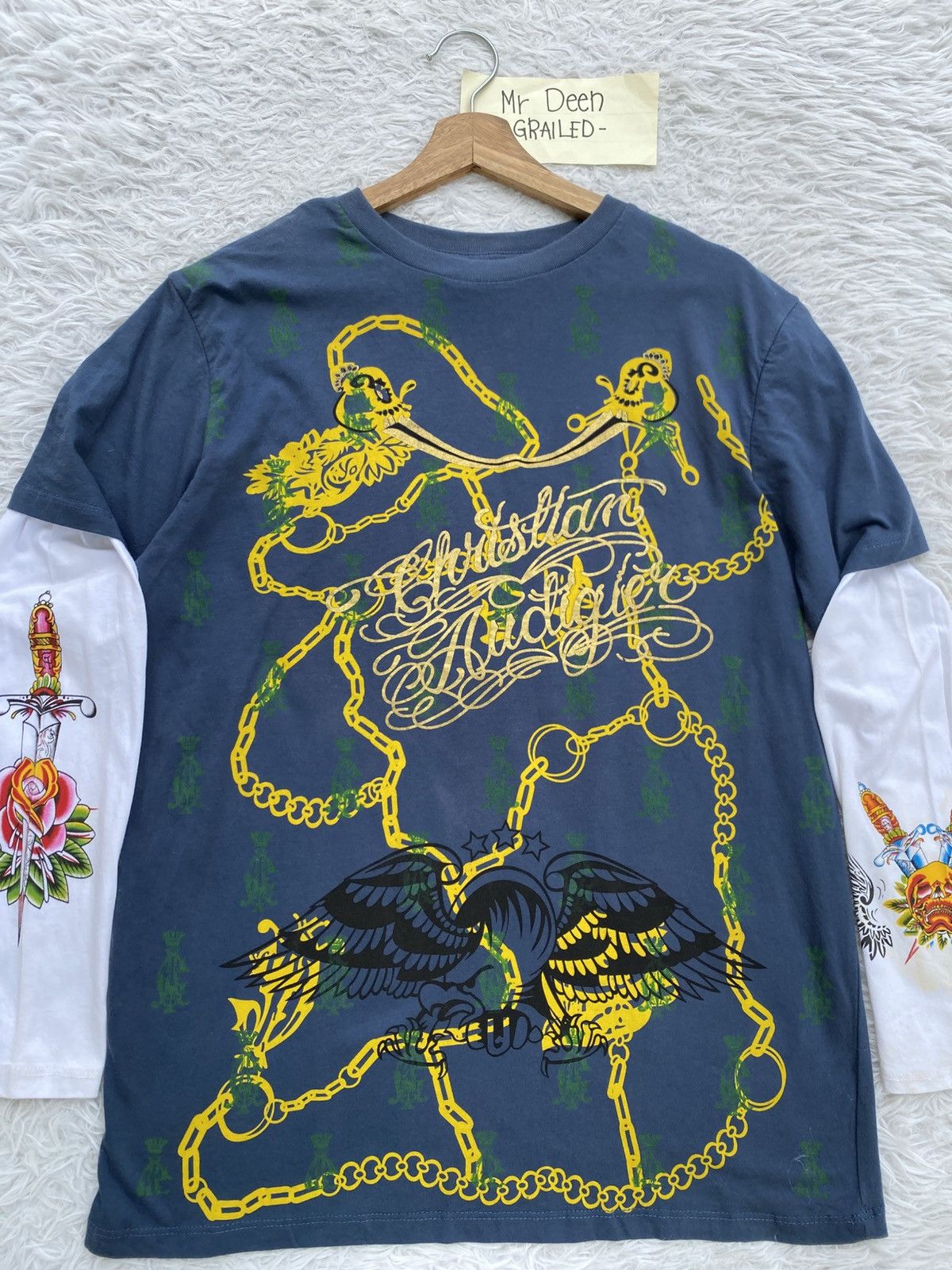 Christian Audigier Christian Audigier Men's M Long Sleeve Graphic Skull Tee Size US M / EU 48-50 / 2 - 9 Thumbnail