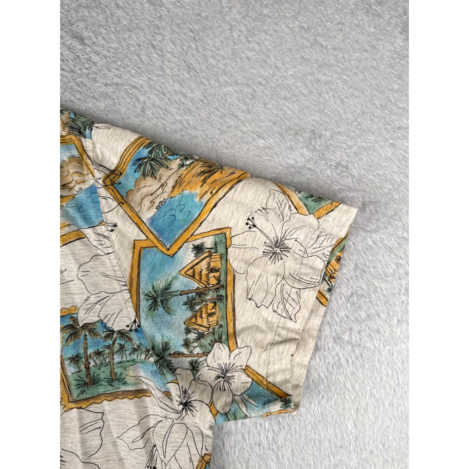 Vintage Caribbean Shirt Mens 2XL XXL Gray Floral Palm Postcard Hawaiian Cotton Blend Size US XXL / EU 58 / 5 - 4 Thumbnail