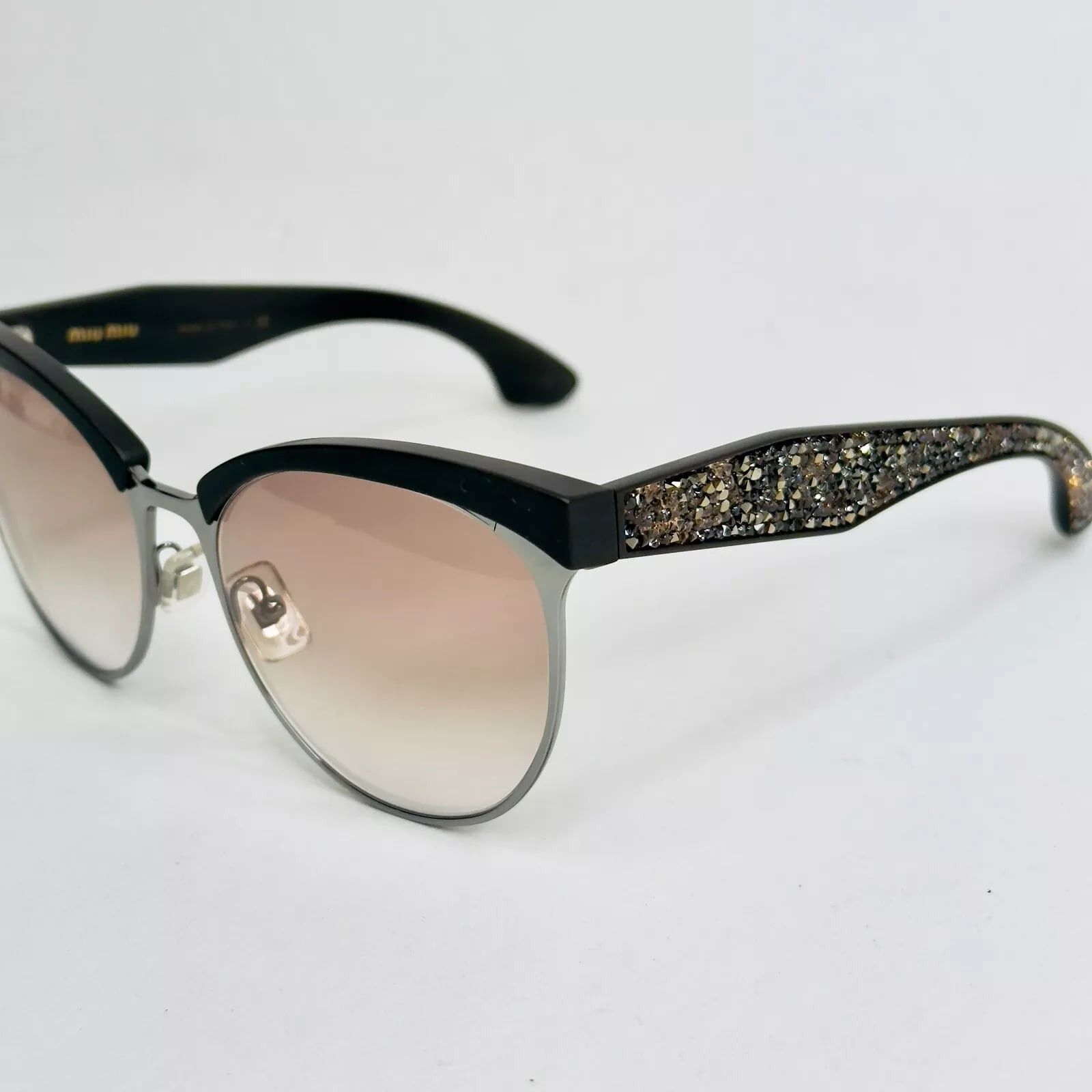 Miu Miu MIU MIU STARDUST 54Q Gray Brown Pave Stud Sunglasses MU54QS Size ONE SIZE - 6 Thumbnail