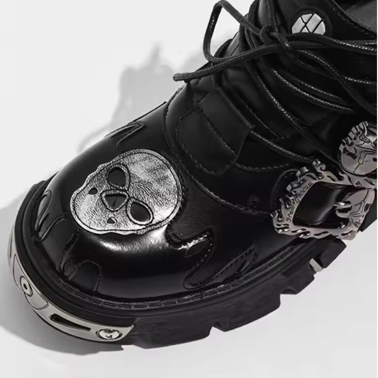 Japanese Brand Cyber-Goth Skull & Wolf Hardware Platform Boots Size US 7.5 / EU 40-41 - 7 Thumbnail