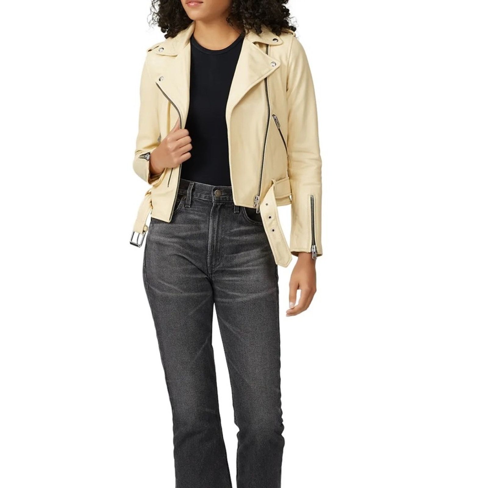 Allsaints AllSaints NWT Balfern Biker Jacket – Pale Yellow – Size 0 Size XS / US 0-2 / IT 36-38 - 2 Thumbnail