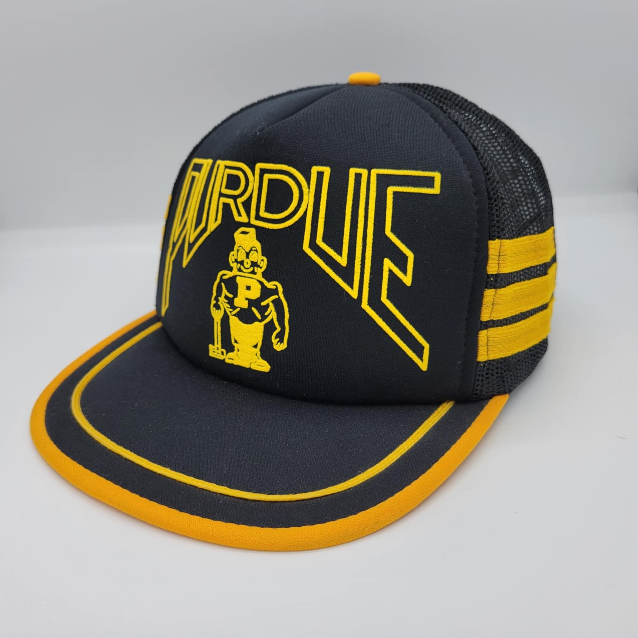 Vintage Purdue Boilmakers Vintage 80s 3 Stripes Trucker Snapback Hat Size ONE SIZE - 2 Thumbnail