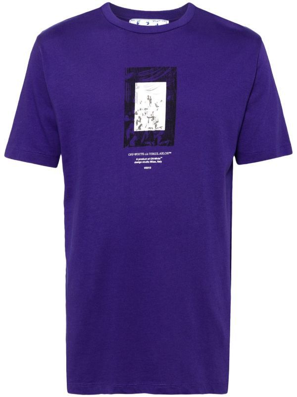 Off-White o1gr1nt1124 Paint Mirror Slim S/S T-Shirt in Purple Size US XS / EU 42 / 0 - 1 Thumbnail
