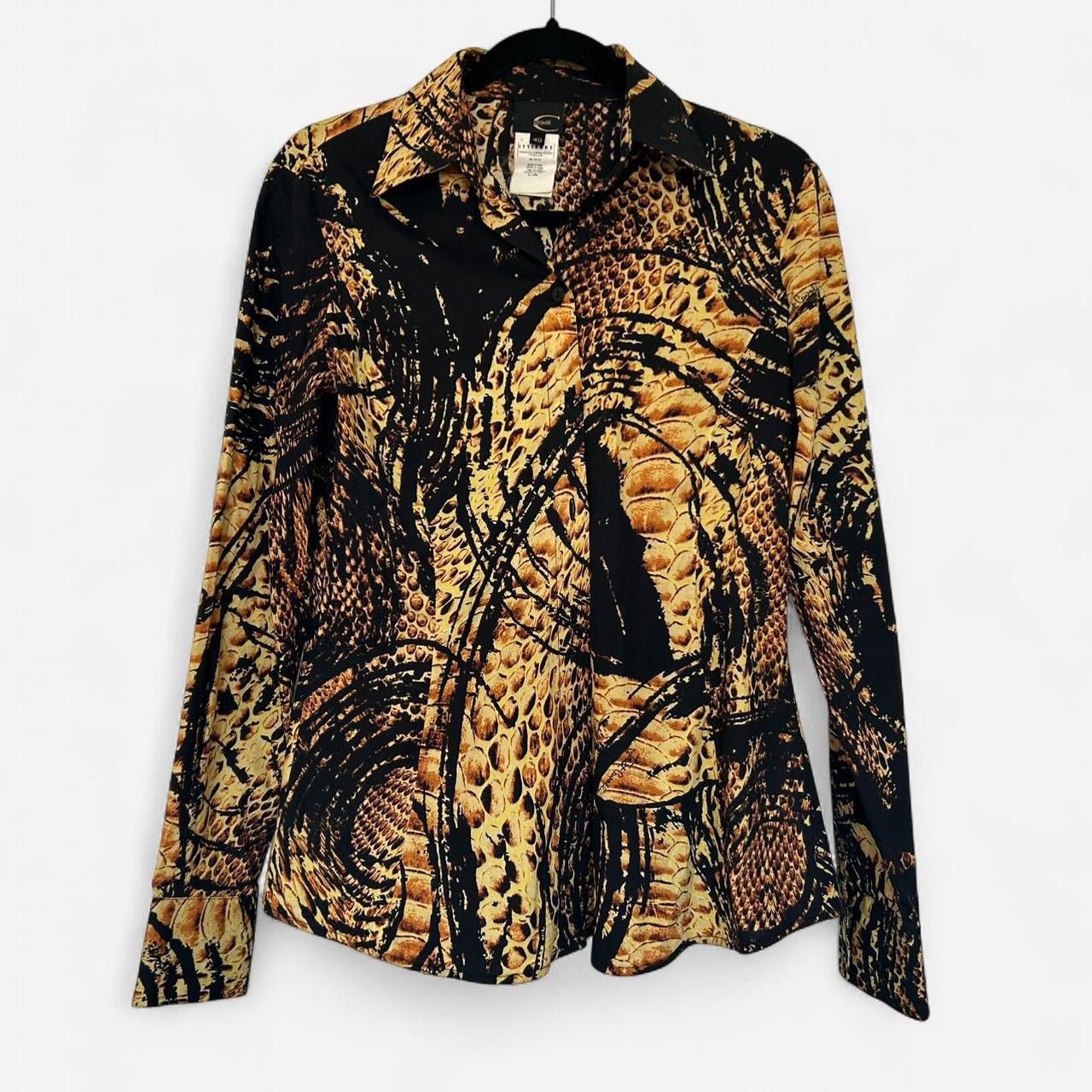 Just Cavalli Vintage 2009 Snake Print Button-Up Top