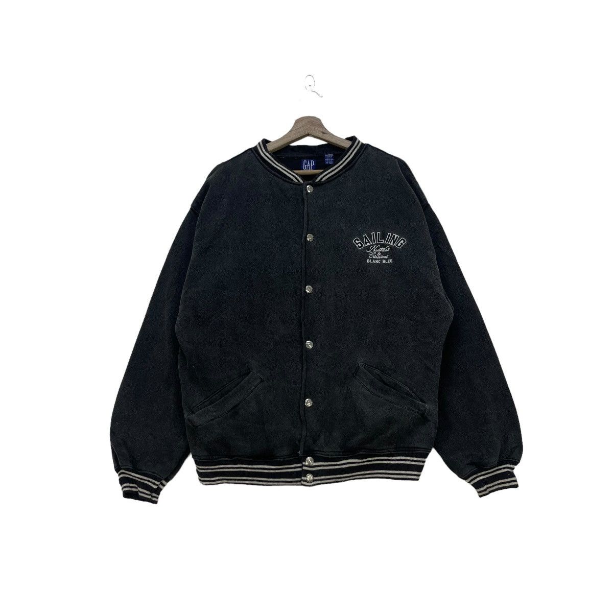 Gap 🔥Vintage Gap Blanc Bleu Bomber Embroidered Logo Jacket Size US M / EU 48-50 / 2 - 2 Thumbnail