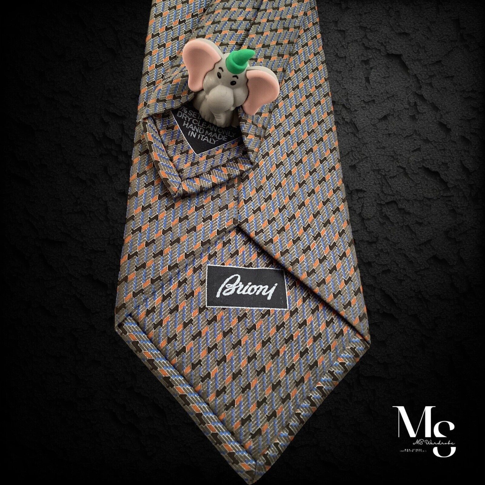 Brioni BRIONI XL Green Geometric Silk Tie Hand Made In Italy W: 3.5 Size ONE SIZE - 4 Thumbnail
