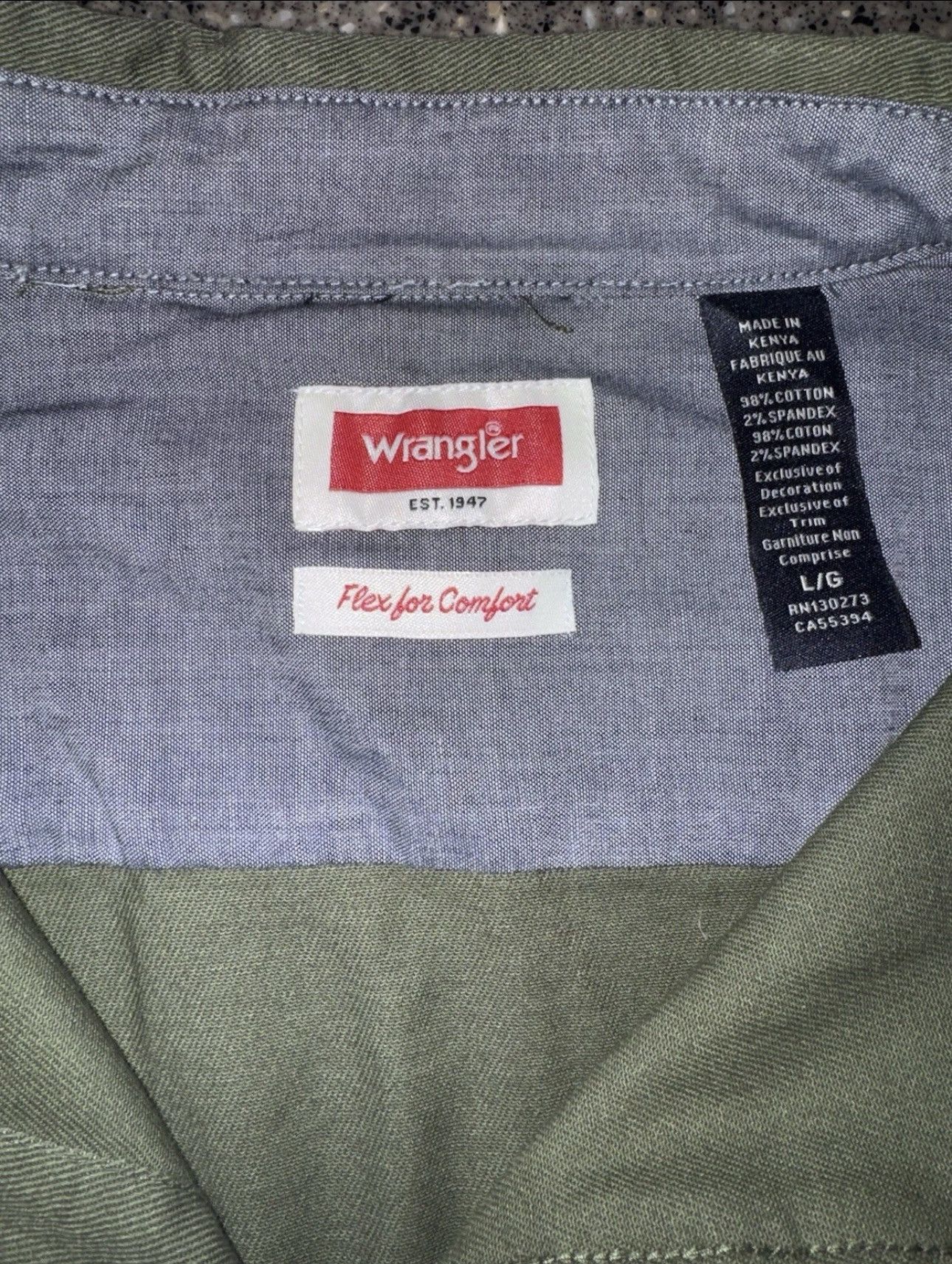 Wrangler Wrangler Olive Green Button Down Shirt Large Flex Comfort Size US L / EU 52-54 / 3 - 2 Thumbnail