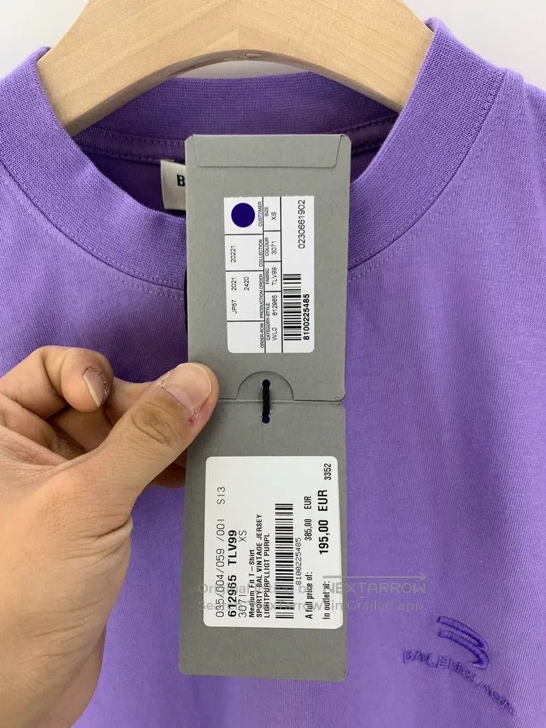 Balenciaga Balenciaga Purple Double Hook Small Logo Short Sleeve Size US XS / EU 42 / 0 - 4 Thumbnail