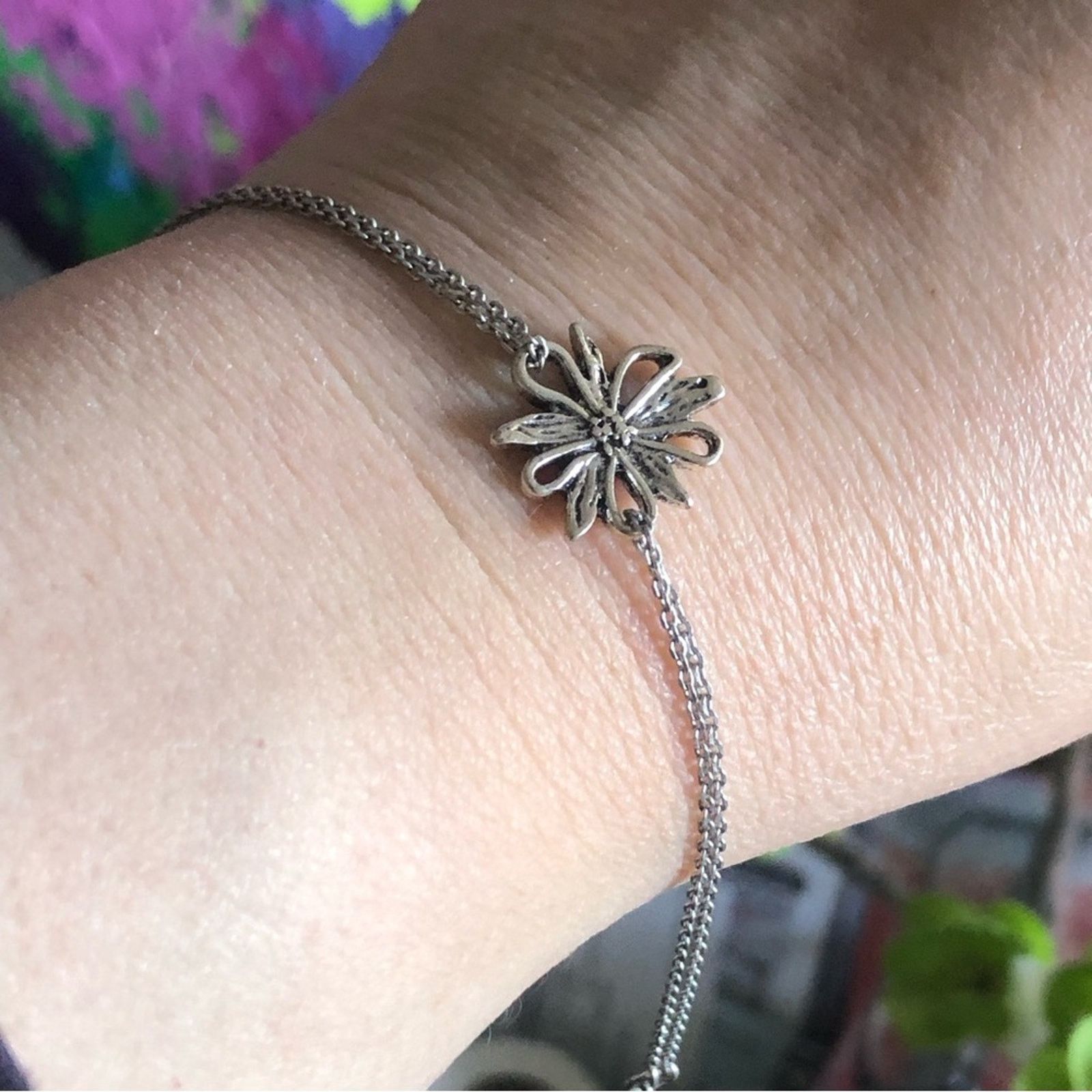 Lucky Brand Lucky Brand silver double chain flower bracelet Size ONE SIZE - 1 Thumbnail