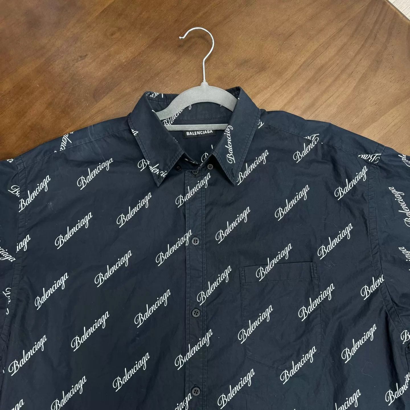 Balenciaga Balenciaga All Over Print Navy Blue Short Sleeve Shirt 37 Xs Size US XS / EU 42 / 0 - 3 Thumbnail
