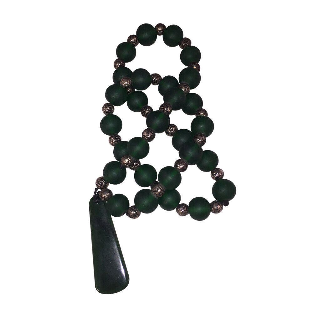 Designer African Green Trade Bead and Jade Pendant Necklace Size ONE SIZE - 3 Thumbnail