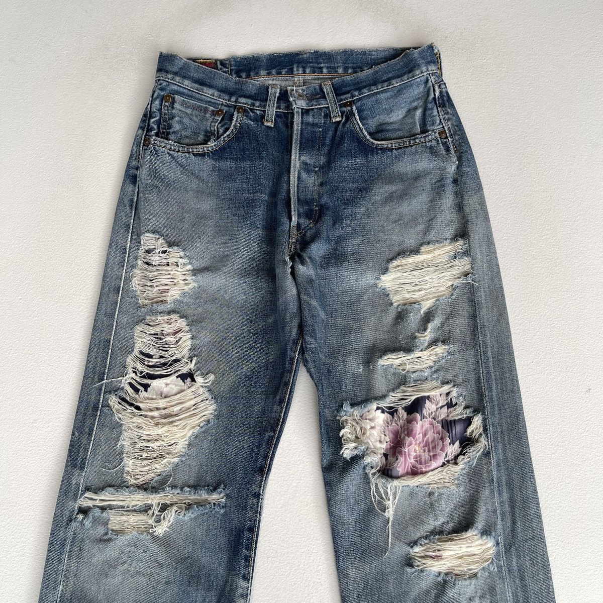 Edwin Thrashed Edwin 505SX Selvedge Crazy Ripped Distressed Denim Size US 30 / EU 46 - 1 Thumbnail