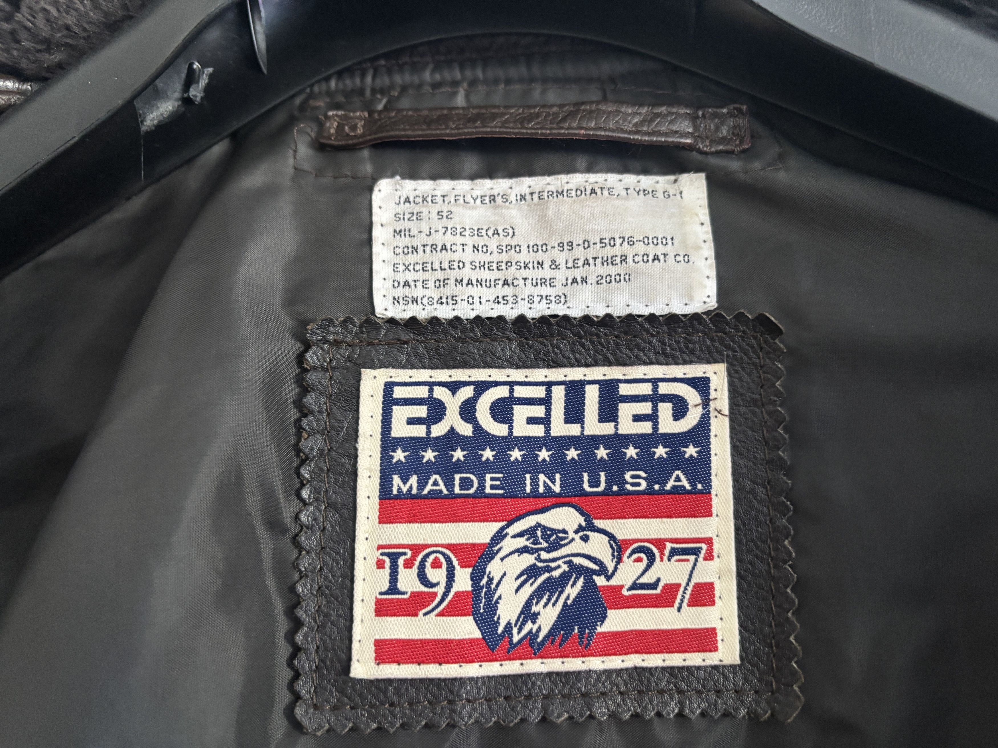 Excelled Aviator Bomber G-1 Jacket- Sherpa Collar, Patches -XL-XXL Size US XL / EU 56 / 4 - 6 Thumbnail