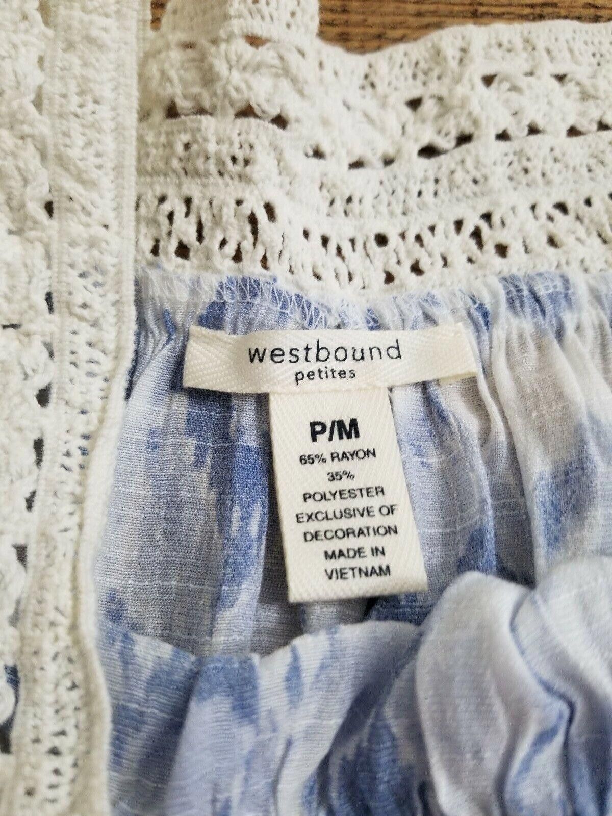 Designer Westbound Petites Top medium Blue White Off The Shoulder Size M / US 6-8 / IT 42-44 - 3 Thumbnail