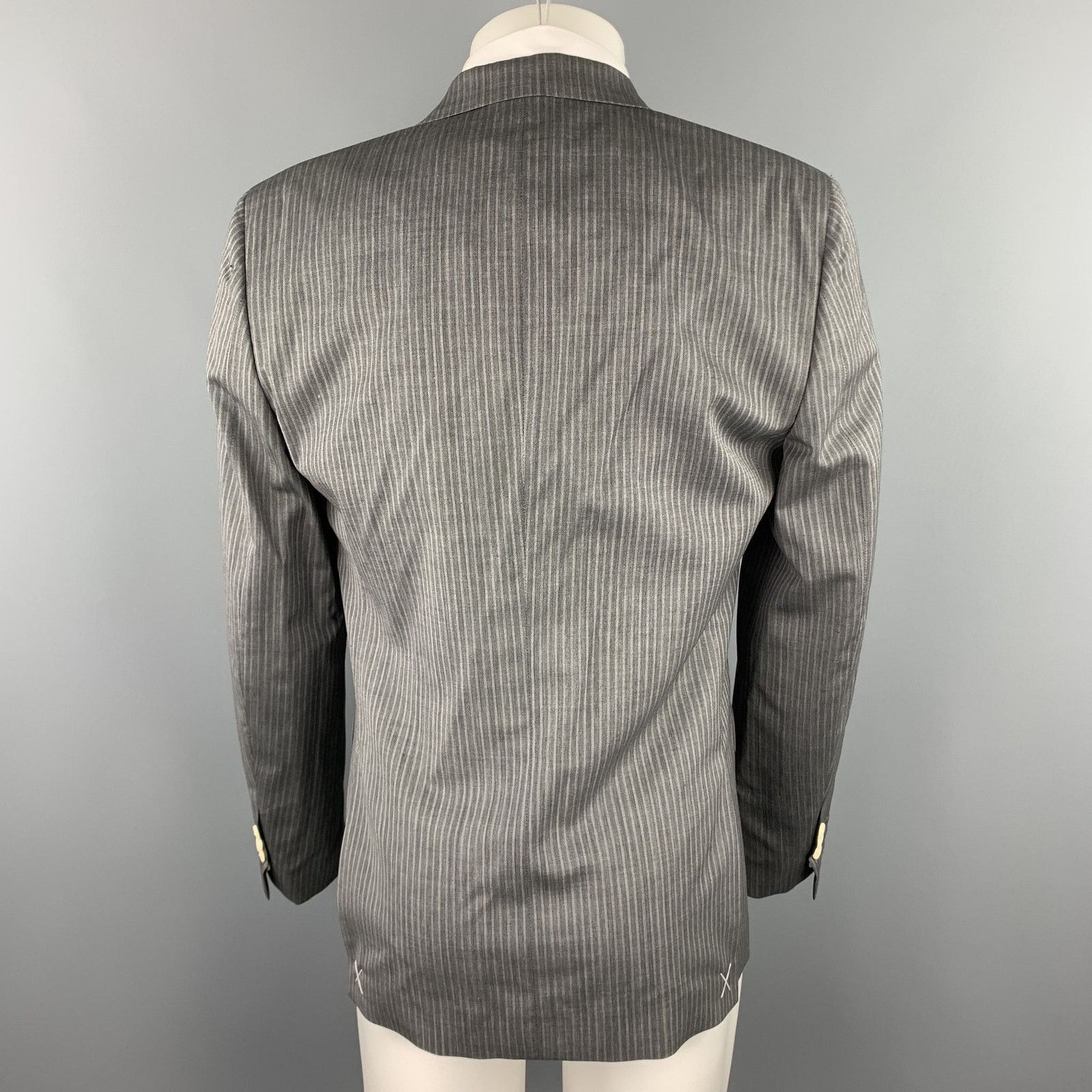 Marc Jacobs MARC JACOBS Size 40 Grey Stripe Wool Peak Lapel Sport Coat Size 40R - 4 Thumbnail