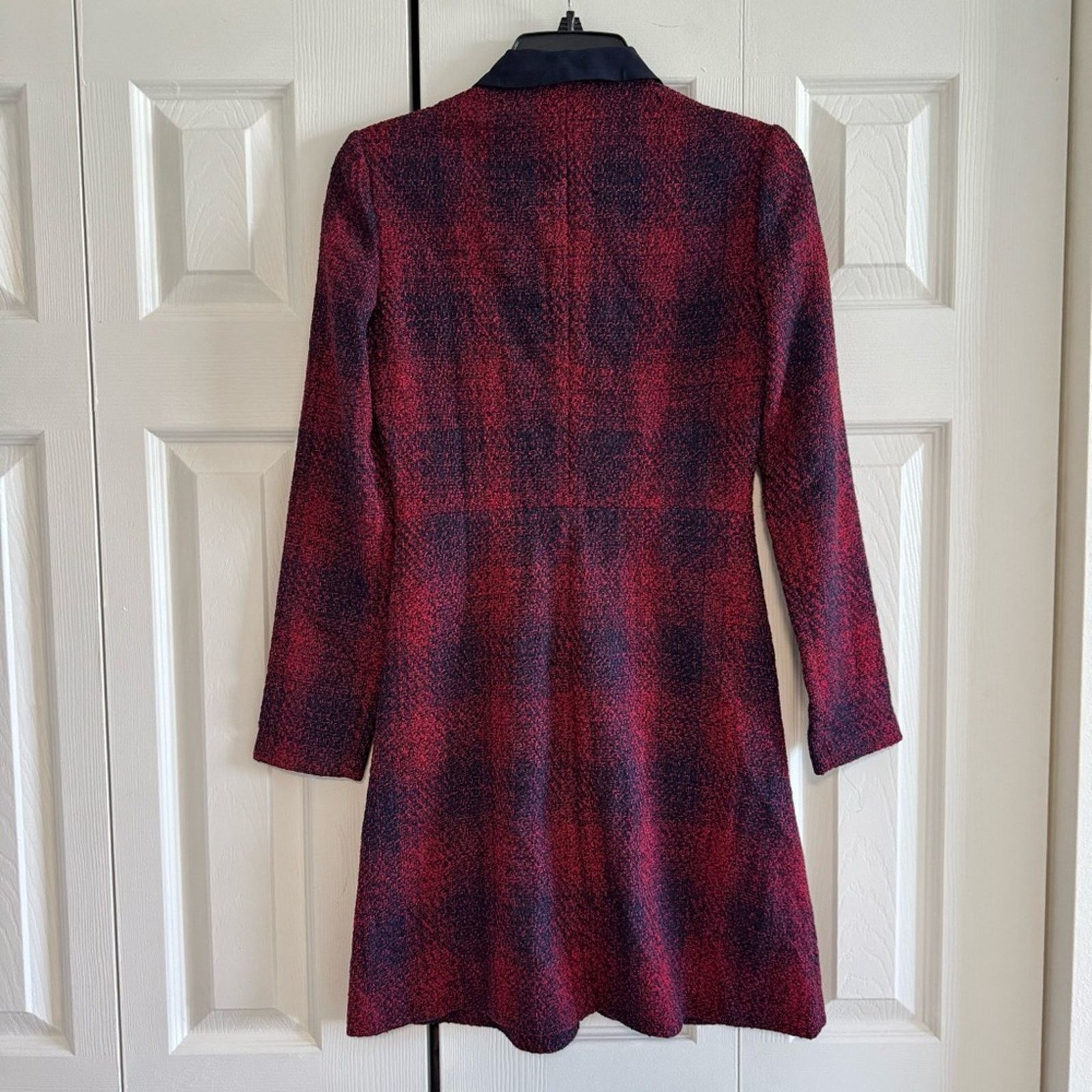 Maje NWT! Maje Red and Black Long Sleeve Dress, Size 2 Size XS / US 0-2 / IT 36-38 - 4 Thumbnail