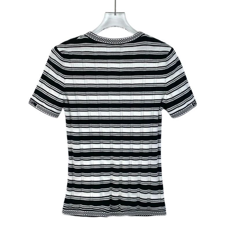 Chanel Chanel Striped Cotton Knit Short Sleeve Shirt -2505 Size US S / EU 44-46 / 1 - 2 Thumbnail