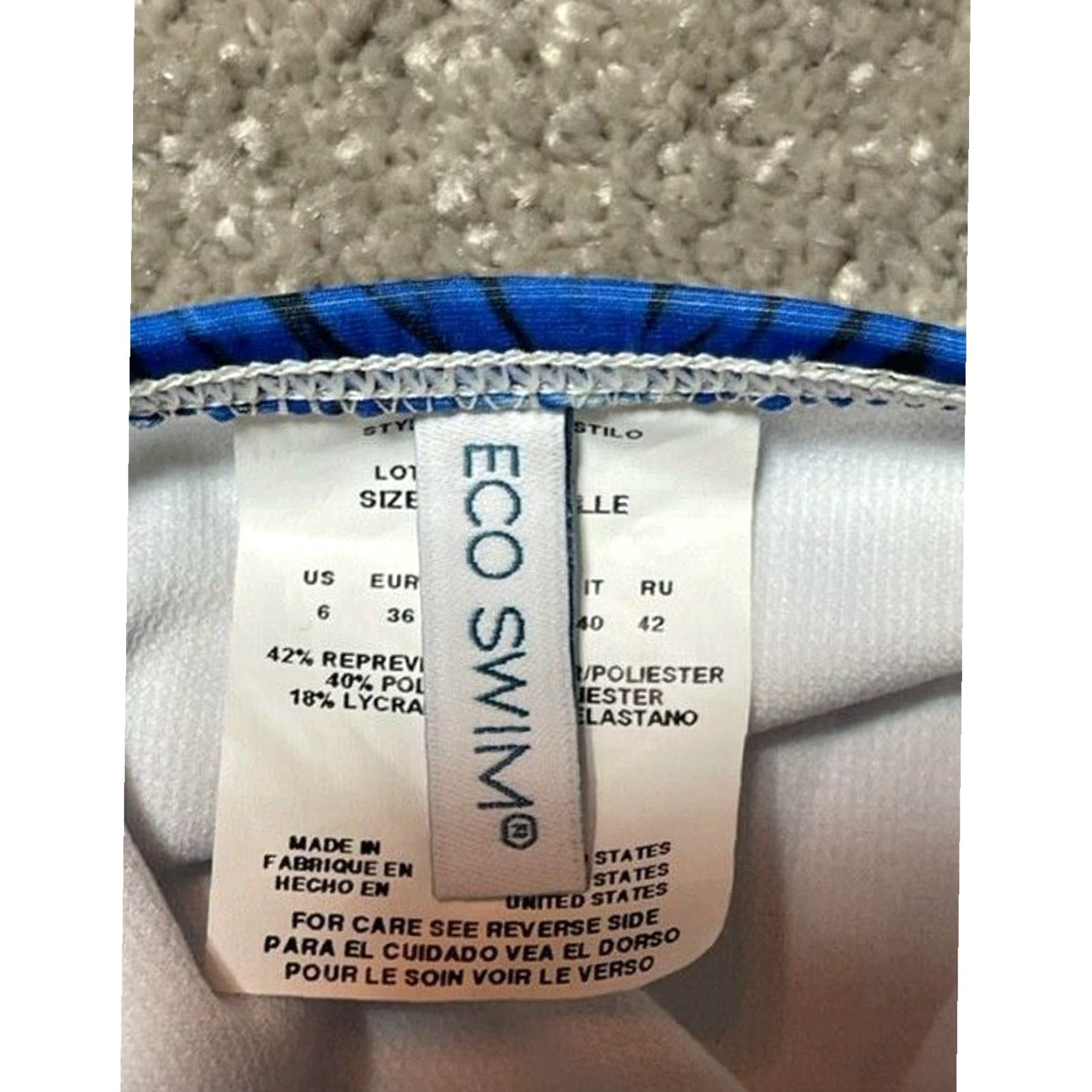 Vintage Eco Swim Bikini Bottom Womens Size 6 Blue Tie Dye Beach Coastal Chic Hippie Lace Elastic Waist Lightweight Size 28" / US 6 / IT 42 - 6 Thumbnail