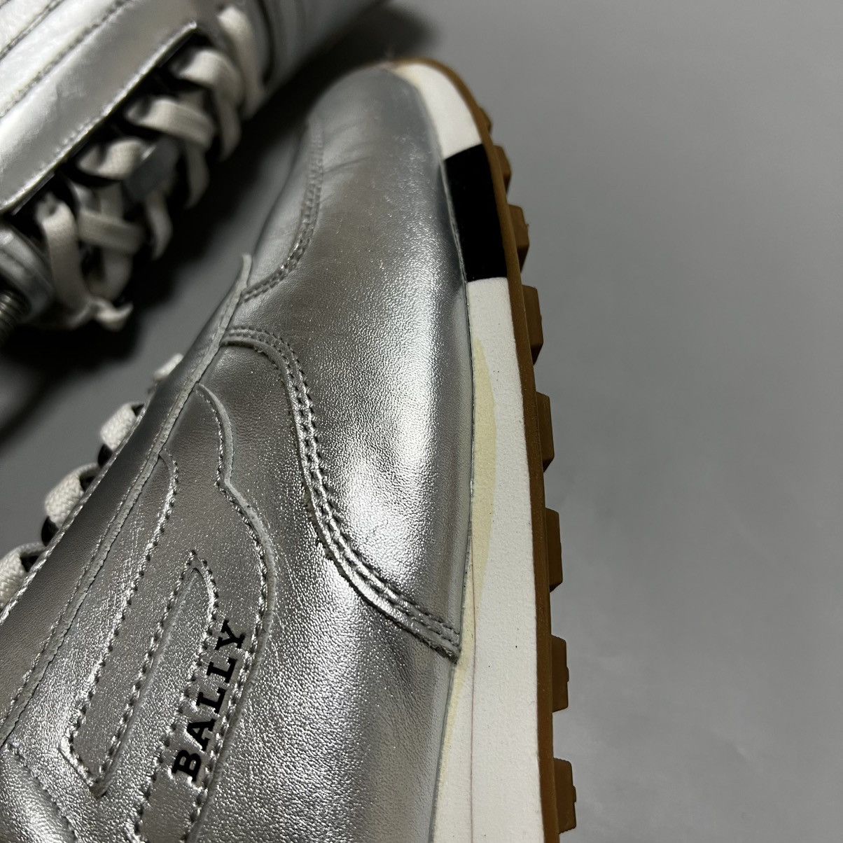 Bally BALLY Gavina Metallic Silver Low Woman's Leather Sneakers Size US 7.5 / IT 37.5 - 5 Thumbnail