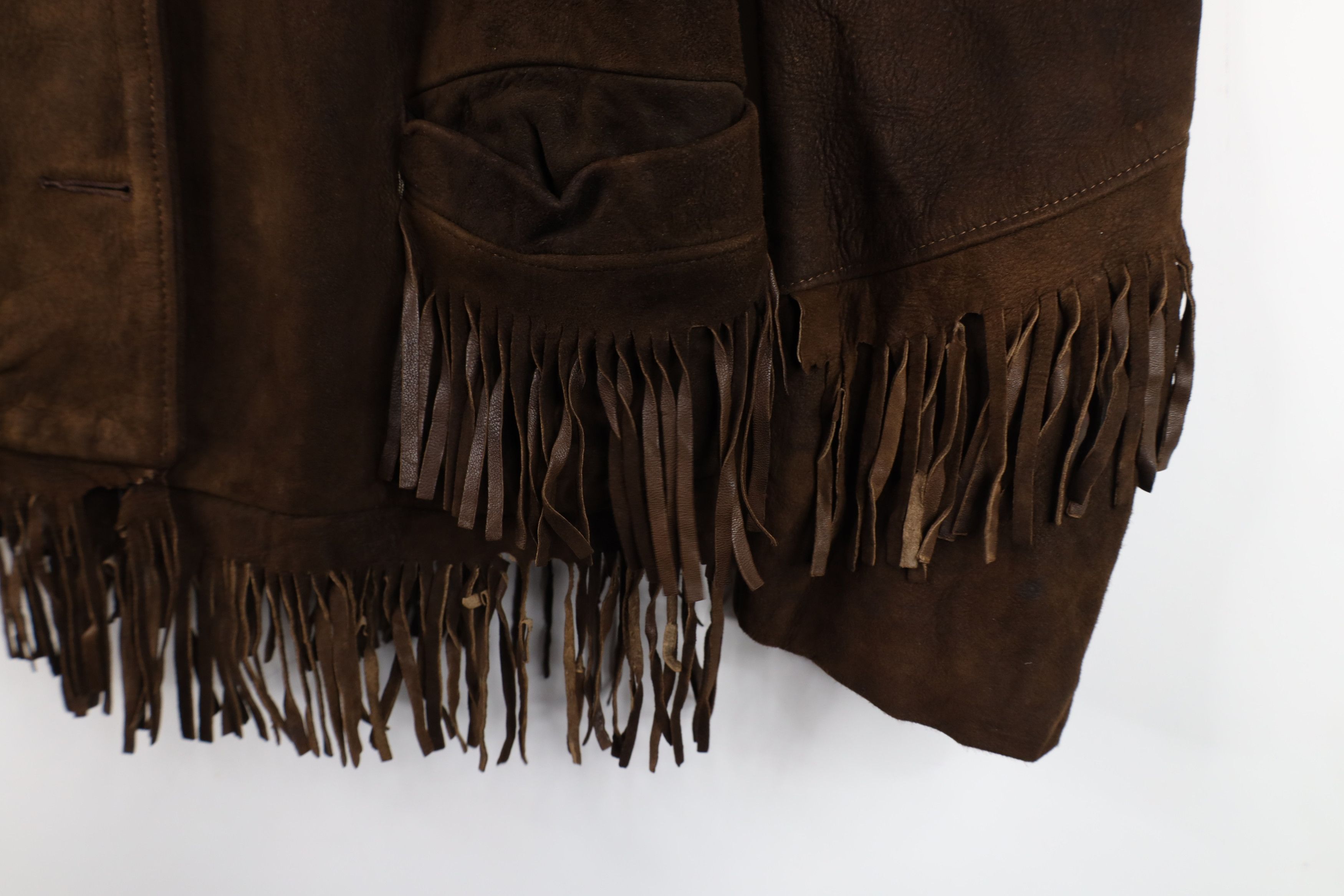 Vintage Vintage 60s 70s Boho Chic Western Suede Leather Jacket Brown Size XL / US 12-14 / IT 48-50 - 9 Thumbnail