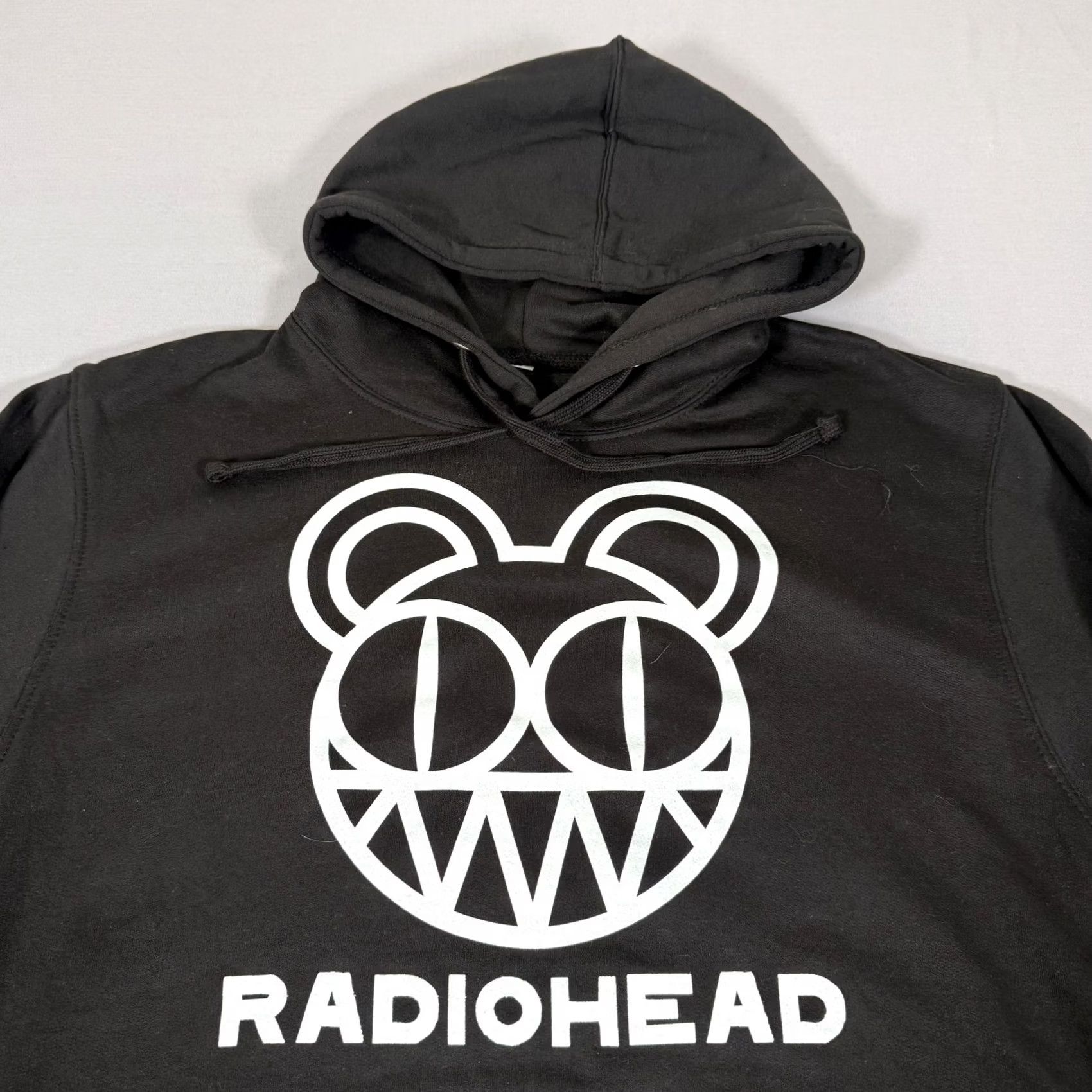 Vintage Radiohead Hoodie Mens M Black Pullover Graphic Print Kangaroo Pocket Lined Band Music Bearhead Fleece Size US M / EU 48-50 / 2 - 2 Thumbnail