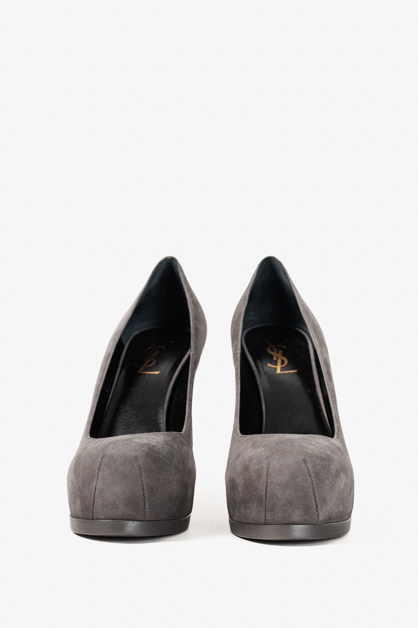 Saint Laurent Paris Saint Laurent Tribute Earth Grey Suede Platform Pumps Size US 8.5 / IT 38.5 - 2 Thumbnail