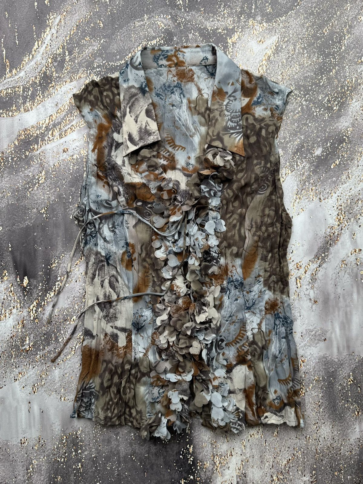 Vintage Pleated Mesh Blouse Gaultier Style