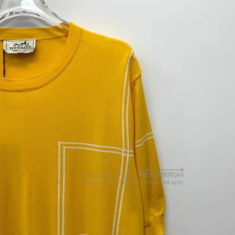 Hermes Hermes Yellow cotton round-neck short-sleeve knit top Size US L / EU 52-54 / 3 - 3 Thumbnail