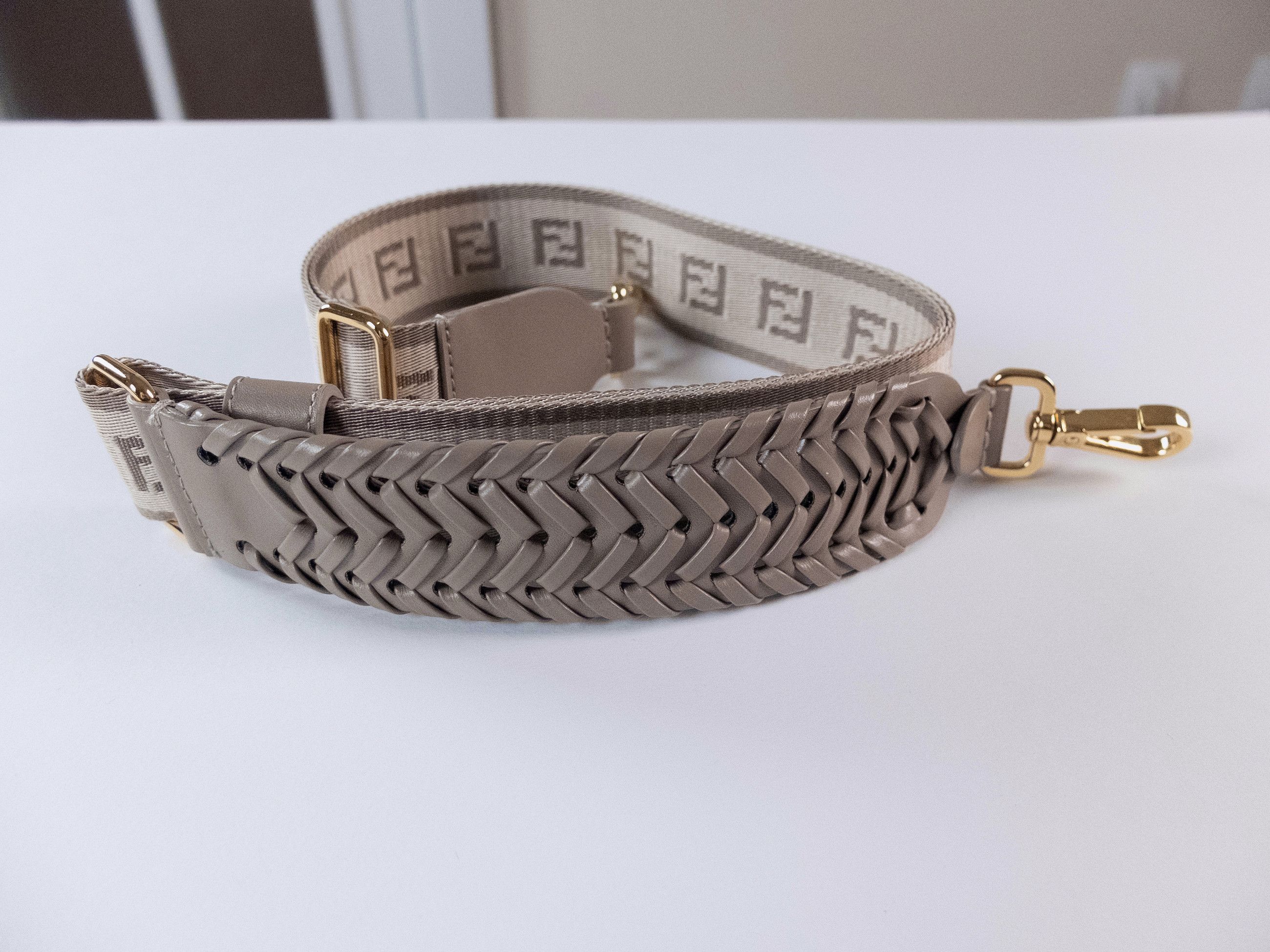 Fendi FENDI Strap You gray leather & canvas bag strap Size ONE SIZE - 2 Thumbnail
