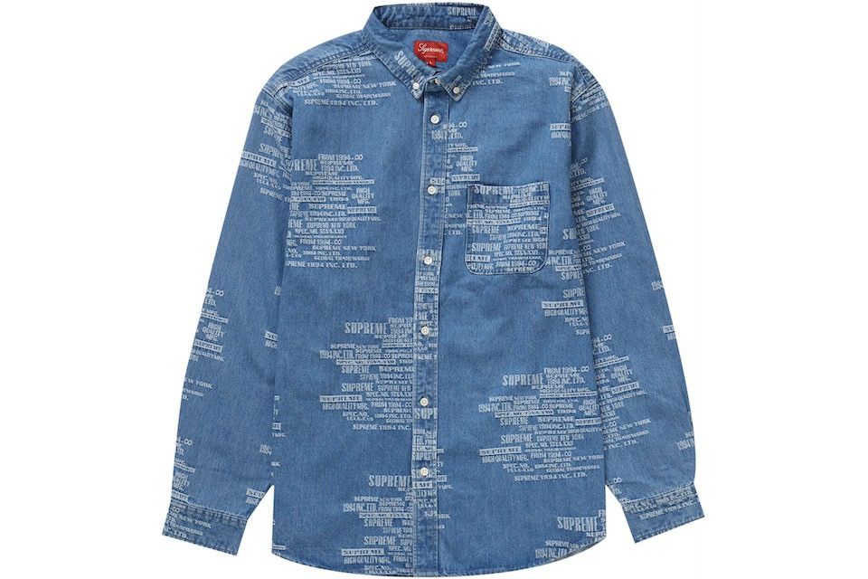 Supreme Supreme Trademark Jacquard Denim Shirt Blue - Large | Grailed